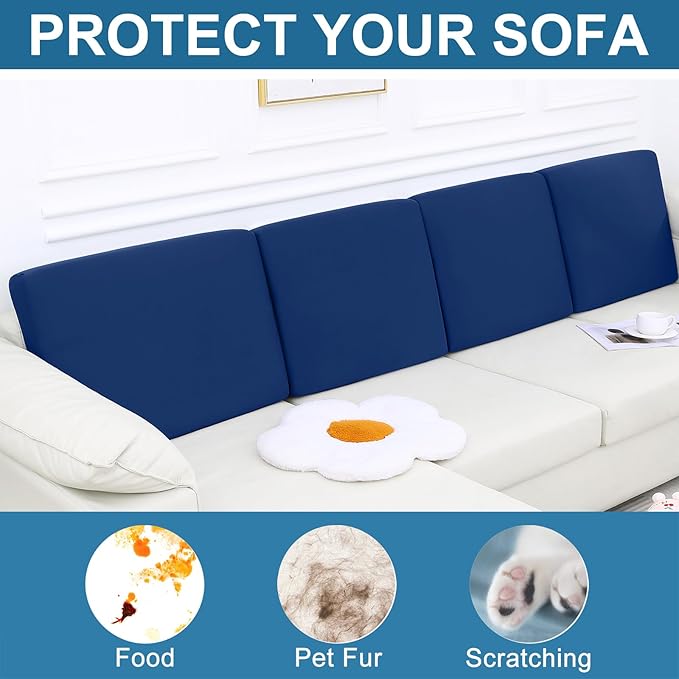 Smiry Printed Couch Cushion Covers, Stretch Soft Couch Covers for Sofa, Washable Non-Slip Sofa Slipcover Furniture Protector for Indoor and Outdoor (Backrest L, Navy)