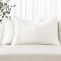 MIULEE Decorative Linen Lumbar Pillow Covers 12x20 Inch Cream White Boho Farmhouse Neutral Couch Throw Pillows for Bed Pack of 2 Accent Modern Pillowcase Sofa Livingroom Home Decor