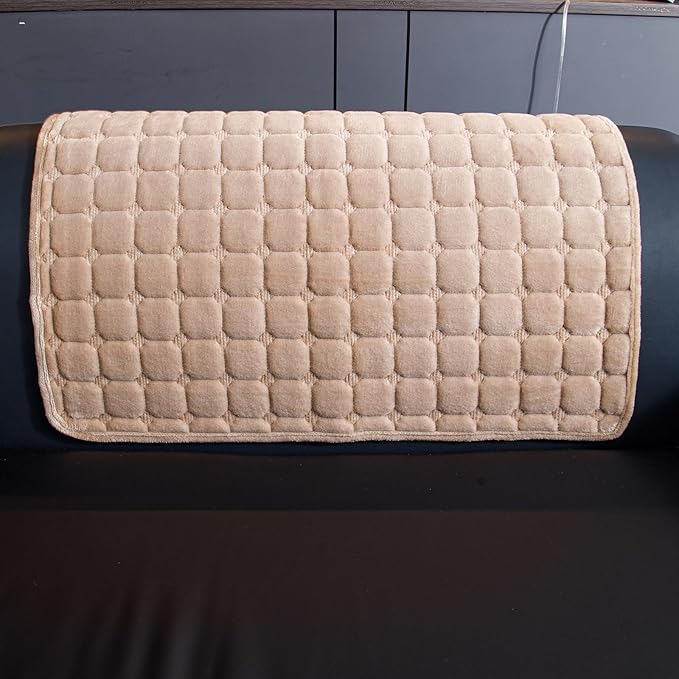 Velvet Couch Cover, Washable Sectional Sofa Cover, Anti Slip Sofa Slipcover for 3 Cushion Couch Sofa L Shaped Armrest Backrest, Furniture Protector Covers for Pets Kids(Khaki, Only 1 PCS)