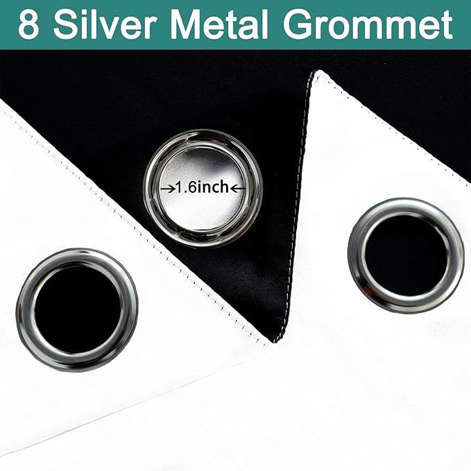 Yakamok Pure White 100% Blackout Curtains Energy Saving Thermal Insulated 2 Thick Layers Completely Blackout Drapes with Black Liner for Bedroom (52Wx54L, Pure White, 2 Panels)