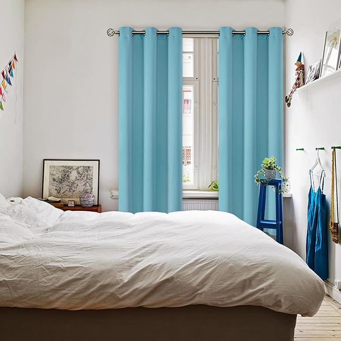BGment Blackout Curtains - Grommet Thermal Insulated Room Darkening Bedroom and Living Room Curtains, Set of 2 Panels (42 x 72 Inch, Aqua)