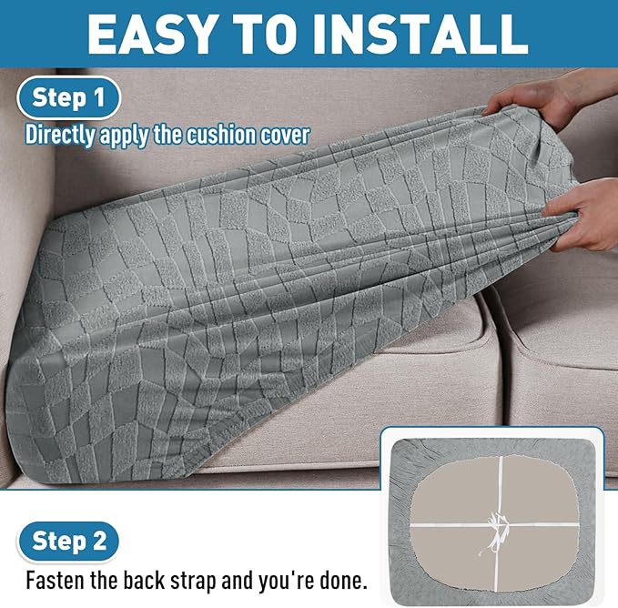 2025 Stretch Chaise Covers for Sectional Sofa, Individual Chaise Lounge Cover Removable Washable, L-Shaped Couch Seat Cover Replacement, Unique Fashion Pattern Soft Cozy Durable (Chaise, Light Gray)