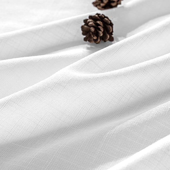 MIULEE White Linen Curtains 102 Inch Long 2 Panels for Bedroom Living Room, Soft Thick Linen Textured Back Tab Window Drapes Semi Sheer Light Filtering Rod Pocket Modern Farmhouse Decor