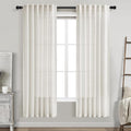 Cream Semi Sheer Linen Curtains 72 Inch Length for Living Room Back Tab Rod Pocket Modern Farmhouse Coastal Decor Cream Cotton Textured Gauze Curtains 72 Inches Long for Dining Room Office 42x72