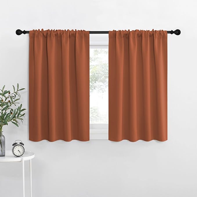 NICETOWN RV Blackout Curtains for Camper Windows, Burnt Orange, 29" Wide by 40" Long, 2 PCs, Short Blackout Curtains & Drapes, Thermal Insulated Blackout Curtain Panels for Kids Room, Play Room