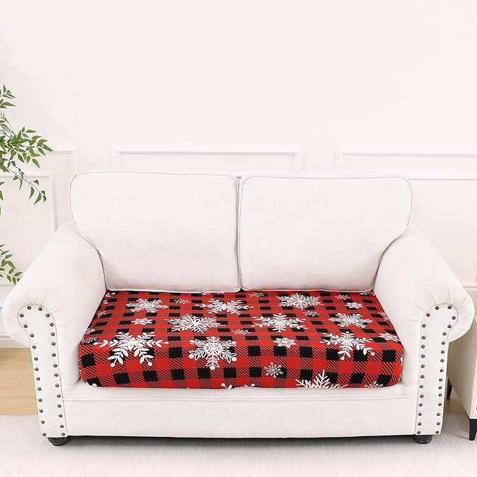 Smiry Printed Couch Cushion Covers, Stretch Soft Couch Covers for Sofa, Washable Non-Slip Sofa Slipcover Furniture Protector for Indoor and Outdoor (Medium, Burgundy)