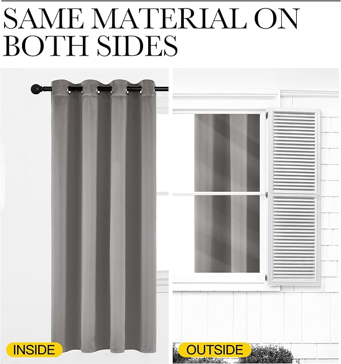 NICETOWN Chrome Gray Blackout Curtains 84 inches Long for Bedroom, Grommet Thermal Insulated Light Blocking Window Treatments for Living Room, W52 x L84, 2 Panels