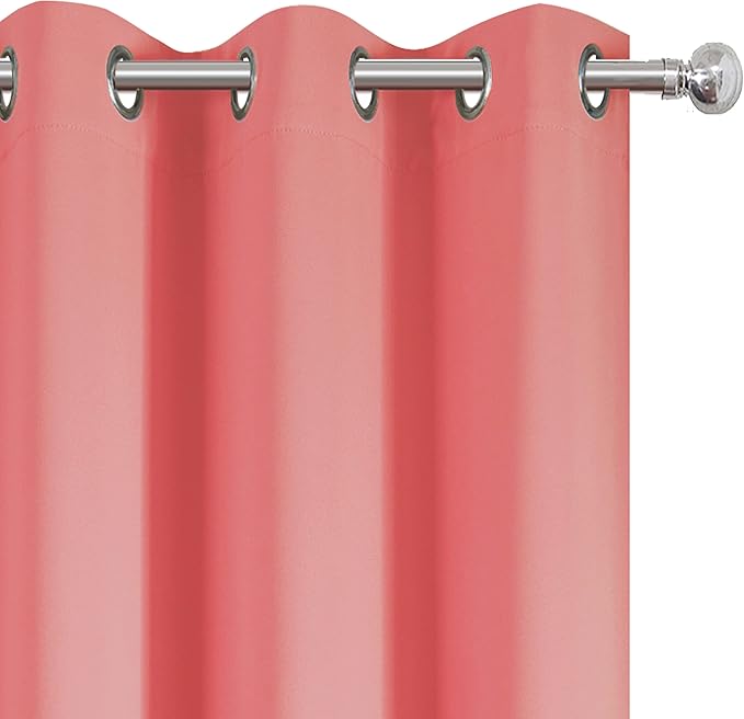LEMOMO Coral Blackout Curtains 42 x 63 Inch Length/Set of 2 Curtain Panels/Thermal Insulated Room Darkening Blackout Curtains for Bedroom