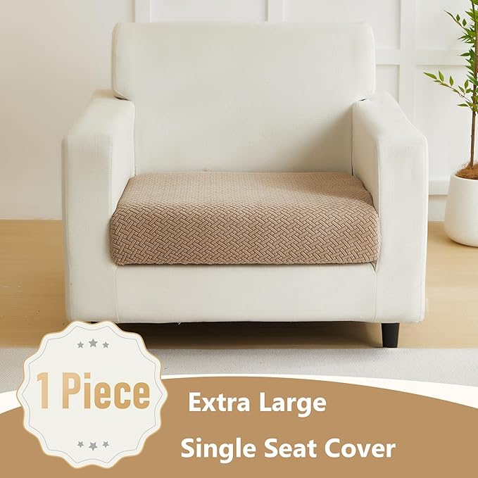 Couch Cushion Covers for Sofa Couch Covers Wear-Resistant Universal Sofa Cover Washable Stretch for Sectional Slipcovers (Texture-Light Coffee,Extra Large Single Seat Cover)