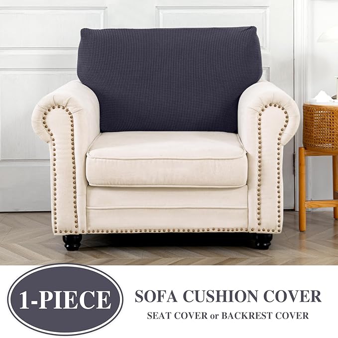 Couch Cushion Cover Seat Cushion Cover Stretch Armchair Cover Separate Sectional Sofa Slipcovers Furniture Protector(1 Piece for Seat or Sofa Backrest, Dark Grey)