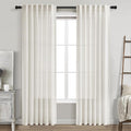 Cream Linen Curtains 84 Inch Length 2 Panels Back Tab Rod Pocket Semi Sheer Bedroom Curtains Light Filtering Country Closet Curtain Drapes Netural Farmhouse Window Panels for Living Dining Room 42x84