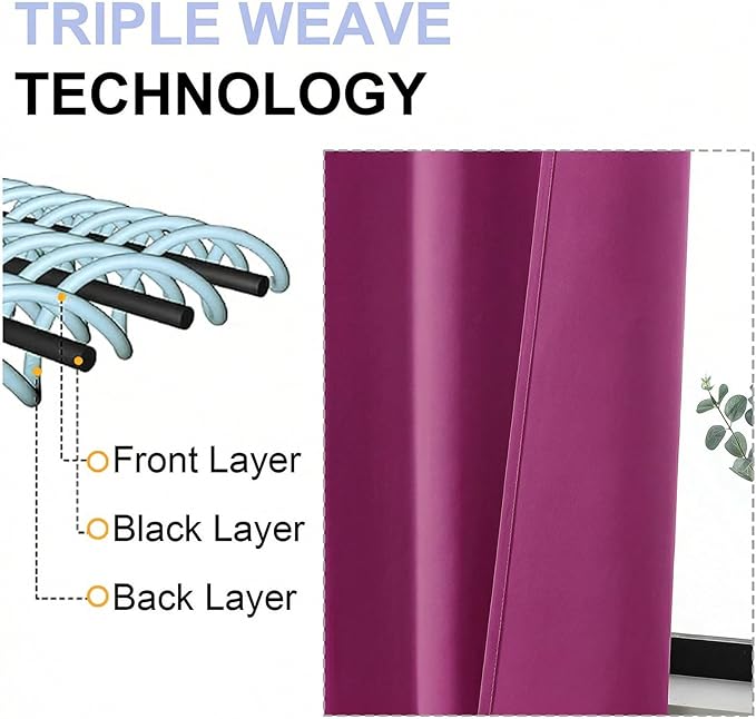 Simplebrand Ava Hot Pink Short Blackout Curtains for Bedroom 54 Inches Long 2 Panels Set, Solid Thermal Insulated, Energy Saving Window Treatment Curtains Blackout Drapes, W40 x L54 Inch