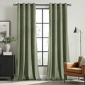 MIULEE Sage Green Elegant Grommet Curtains Polyester Thermal Insulated Soundproof Room Darkening Velvet Curtains/Drapes for Classical Living Room Bedroom Decor 52 x 90 Inch Set of 2