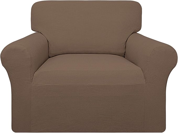 Easy-Going 100% Waterproof Chair Couch Cover, Dual Waterproof Sofa Cover, Stretch Jacquard Sofa Slipcover, Leakproof Furniture Protector for Kids, Pets, Dog and Cat (Chair, Brown)