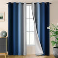 SimpleHome Ombre 100% Blackout Curtains for Bedroom 84 Inches Long, Blue with White Liner Room Darkening Thermal Insulated Grommet Curtain/Drapes for Living Room,2 Panels Set