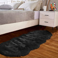 Goolela Black Fluffy Runner Rug 2x6 for Bedroom Faux Sheepksin Fur Fuzzy Furry Bedside Rug Shaggy Plush Soft Sheepskin
