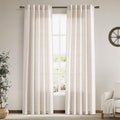 Beige Faux Linen Curtains 84 Inch Length 2 Panels for Bedroom Back Tab Pocket Semi Sheer Light Filtering Curtains Burlap Textured Farmhouse Curtain for Living Room Dining Room Aesthetic Decor 40x84