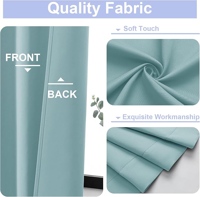 Simplebrand Ava Aqua Blackout Curtains for Bedroom 72 Inch Length 2 Panels Set, Privacy Thermal Insulated Rod Pocket Window Curtains for Patio French Door Front Door, W40 x L72 Inch, Aqua