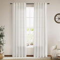 Cream Linen Curtains 84 Inch Length 2 Panels Back Tab Pocket Semi Sheer Bedroom Curtains Light Filtering Country Closet Curtain Drapes Netural Farmhouse Window Panels for Living Dining Room 40x84