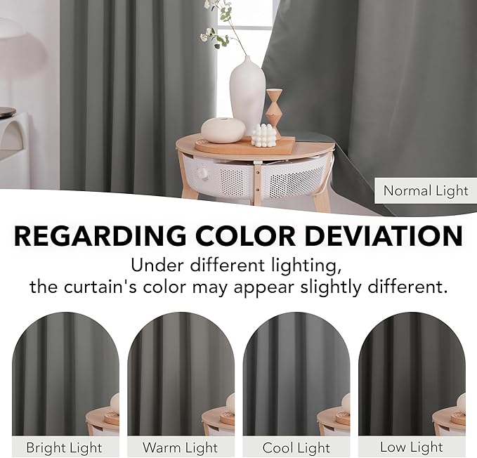 Deconovo Back Tab and Rod Pocket Curtains Blackout Shades Room Darkening Blinds Thermal Insulated Curtains for French Door 52Wx95L Inch Light Grey Set of 2