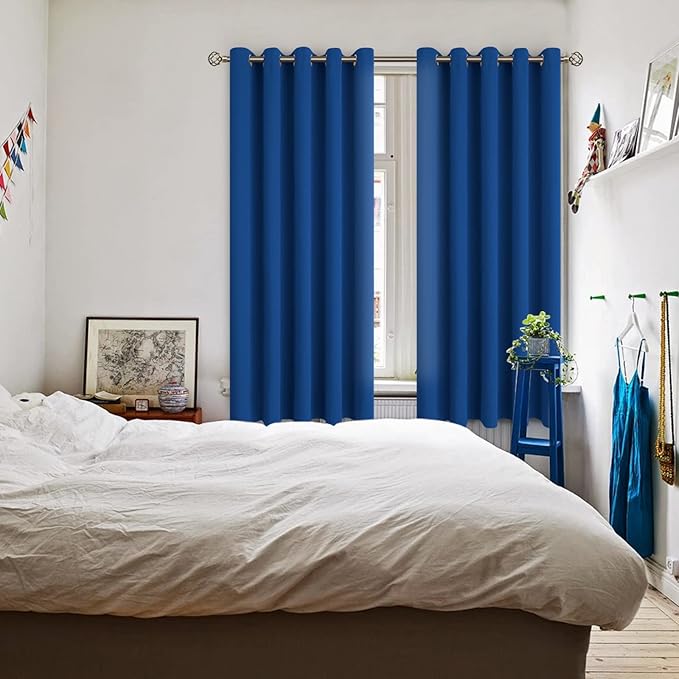 BGment Blackout Curtains for Bedroom - Grommet Thermal Insulated Room Darkening Curtains for Living Room, 70 x 63 Inch, 2 Panels, Royal Blue