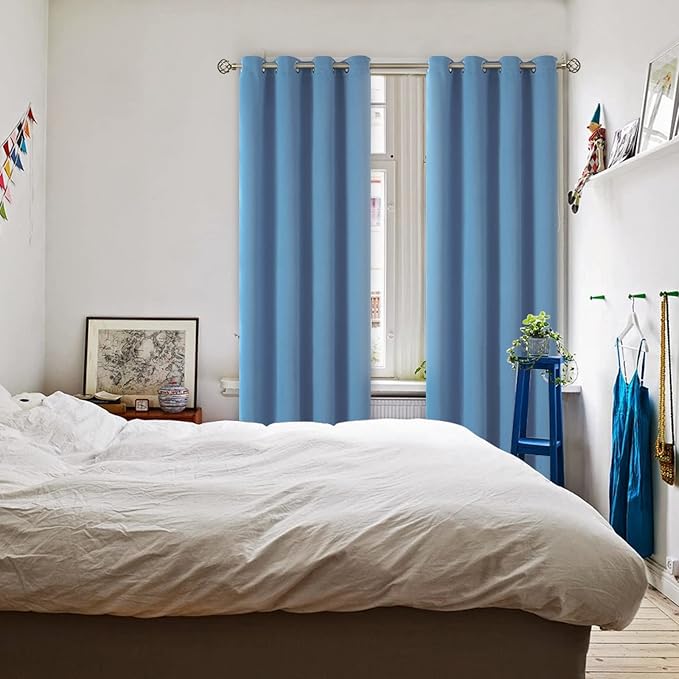 BGment Blackout Curtains for Bedroom - Grommet Thermal Insulated Room Darkening Curtains for Living Room, Set of 2 Panels (52 x 95 Inch, Faded Denim)