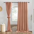 NICETOWN Linen 78 inch Curtains for Kitchen Window, Grommet Thick Flax Linen Terracotta Small Window Treatments Privacy Assured with Light Filtering for Cafe/Kids Room, W68 x L78, 2 Panels