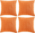Fancy Homi 4 Packs Orange Fall Decorative Throw Pillow Covers 20x20 Inch for Couch Bed Sofa, Halloween Pumpkin Autumn Home Decor, Soft Cute Plush Corduroy Striped Cushion Case 50x50 CM
