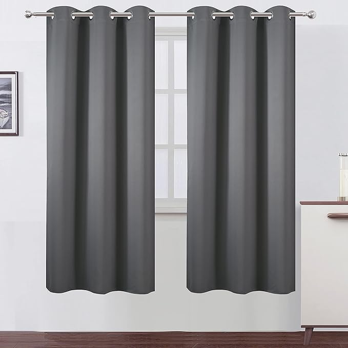LEMOMO Grey Thermal Blackout Curtains/42 x 72 Inch/Set of 2 Panels Room Darkening Curtains for Bedroom