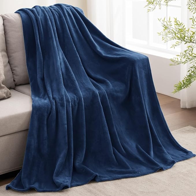 BEDELITE Fleece Blanket Navy Blue Throw Blanket for Couch & Bed, Luxury Plush Cozy Fuzzy Blanket 50" x 70", Super Soft Warm Lightweight Fall Throw Blanket for Travel Camping