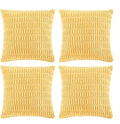 Fancy Homi 4 Packs Yellow Spring Decorative Throw Pillow Covers 16x16 Inch for Living Room Couch Bed Sofa, Rustic Farmhouse Boho Home Decor, Soft Striped Corduroy Square Cushion Case 40x40 cm