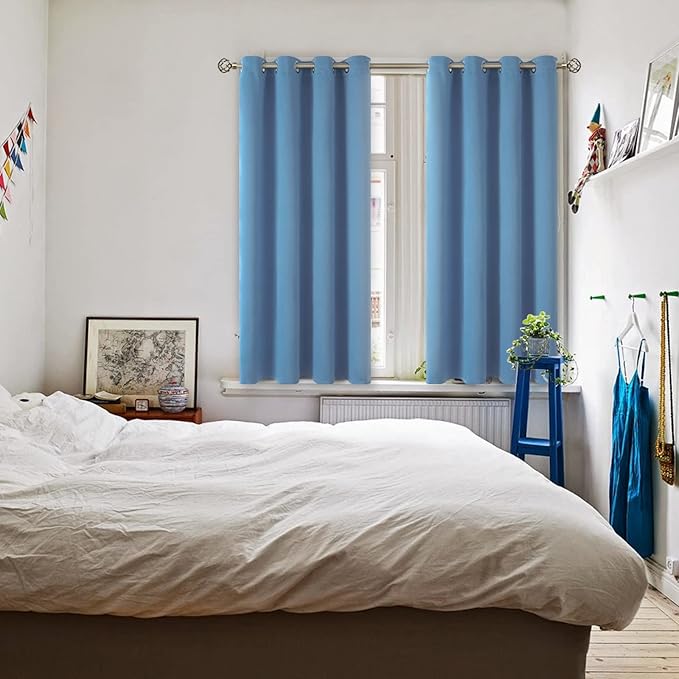 BGment Blackout Curtains for Bedroom - Grommet Thermal Insulated Room Darkening Curtains for Living Room, Set of 2 Panels (52 x 54 Inch, Faded Denim)