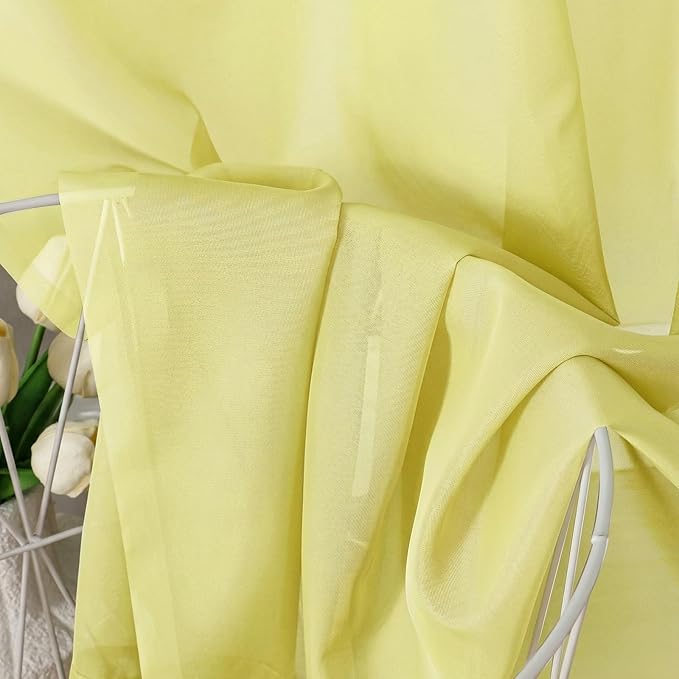 Aiyufeng Lemon Sheer Curtains 63 Inch Length 2 Panels Set for Living Room, Light Filtering Lemon Window Sheers Drapes for Bedroom, Each 42" W x 63" L