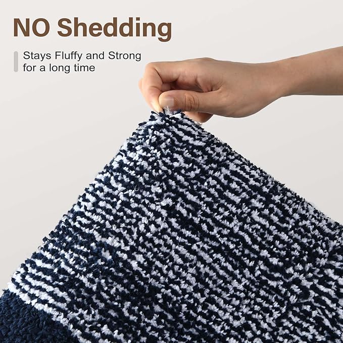 60x24 Long Bathroom Rugs Washable Non Slip, Dark Blue Bath Mat for Bathroom Floor Tub, Soft Absorbent Quick Dry Mats for Shower, Bathtub,Home Decor