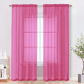 OVZME Sheer Curtains 84 Inches Long 2 Panels Set, Light Filtering Transparent Lightweight Soft Window Treatment Panels for Study Room Living Room Guest Room, Each 42W x 84L Inches, Hot Pink