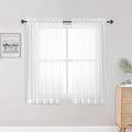 OWENIE Sheer White Curtains 84 Inch Length 2 Panels Set for Living Room Bedroom, Rod Pocket Voile Sheer Panel Drapes, White, 2pcs, Each 42" W x 48" L