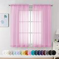 Chyhomenyc Pink Sheer Curtains 54 Inch Long 2 Panels, Light Filtering Rod Pocket Voile Short Curtains Drapes for Living Room Bedroom Small Windows, 42Wx54L Inches