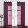 NICETOWN Voile Red Sheer Curtains 84 Inches Long, Grommet Airy & Lightweight Window Draperies Translucent Elegant Panels for Living Room/Bedroom, Burgundy Red, W54 x L84, Set of 2