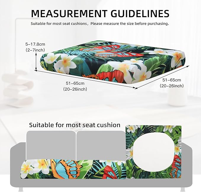 8Pcs Outdoor Cushion Covers, Patio Cushion Covers,Stretch Elastic Slipcovers, Replacement Washable & Reusable Furniture Protector for Patio Couch (Green and Lush,Cover Only)