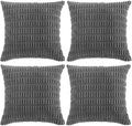 Fancy Homi 4 Packs Dark Grey Decorative Throw Pillow Covers 16x16 Inch for Living Room Couch Bed, Rustic Modern Farmhouse Boho Home Decor, Soft Plush Corduroy Cute Square Accent Cushion Case 40x40 cm