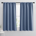 RYB HOME Short Blackout Curtains for Bedroom, Room Darkening Insulated Summer Heat Light UV Blocking Energy Saving Drapes for Nursery, Width 42 by Length 48, Stone Blue, Set of 2