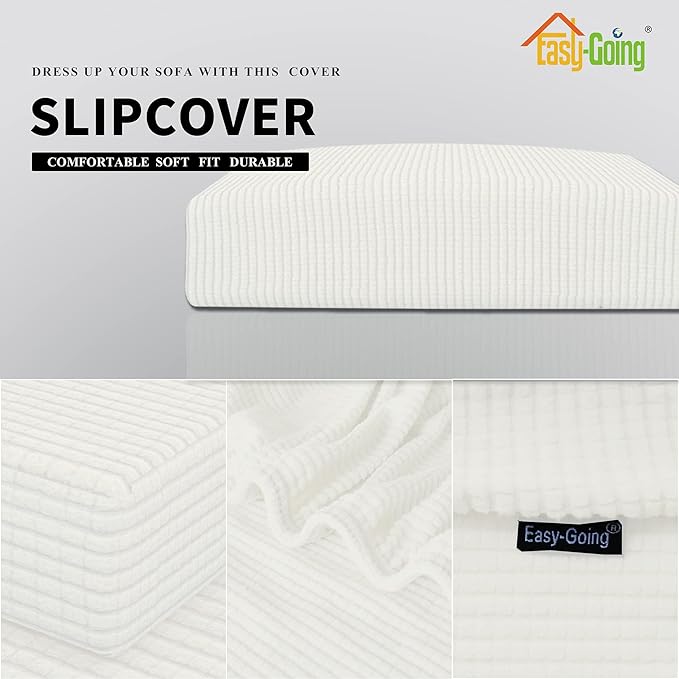 Easy-Going Stretch Chair Cushion Cover Sofa Cushion Furniture Protector Sofa Seat Sofa Slipcover Sofa Cover Soft Flexibility with Elastic Bottom(Chair Cushion, Cream)