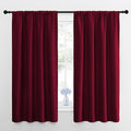 NICETOWN Wine Red Blackout Curtains 63 inches Long for Living Room, Darkening Window Curtain Panels, Easy-Care Solid Thermal Insulated Draperies/Drapes for Daughter Room