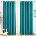 NICETOWN Bedroom Blackout 110 inch Curtains for Sliding Glass Door, Grommet Thermal Insulated Solid Window Treatments Sound Reducing for Living Room, W66 x L110, Peacock Teal, Set of 2