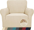 ZNSAYOTX 1 Piece Jacquard Chair Slipcovers for Living Room High Stretch Chair Covers with Arms Anti Slip Pets Friendly Couch Sofa Armchair Cover Furniture Protector (Chair, Light Beige)