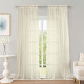 OWENIE Extra Long Cream Sheer Curtains 96 Inches Long 2 Panels Set, Soft Lightweight Airy Voile Sheer Curtain for Bedroom Living Room, Rod Pocket Solid Color Farmhouse Curtains, 59" Wx96 L Inch