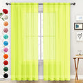 SpaceDresser Basic Rod Pocket Sheer Voile Window Curtain Panels Chartreuse 1 Pair 2 Panels 52 Width 45 Inch Long for Kitchen Bedroom Children Living Room Yard（Chartreuse, 52W x 45L）