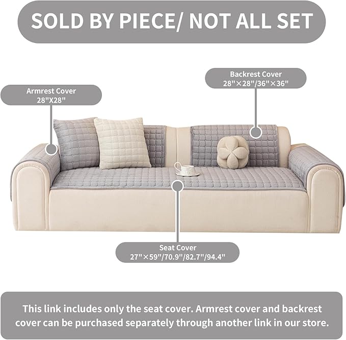 Velvet Couch Covers for Dogs, Dog Sectional Couch Covers, Pet Couchs Cover for Large Sectional, Couchs Protector for Dogs, Sectional Sofa Cover for Pet Washable(1PC,Light Grey,27.6"×94.4")