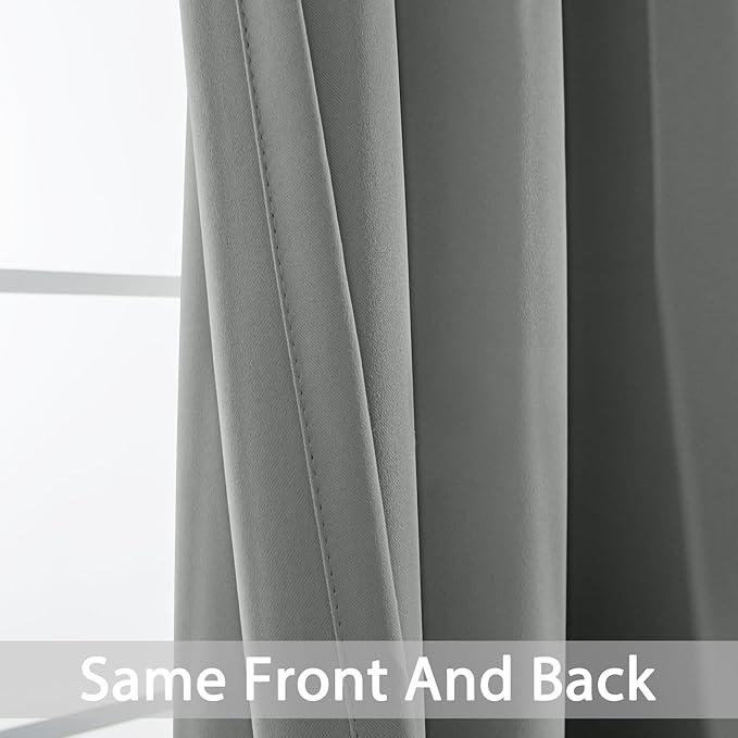 Yakamok Dove Grey Room Darking 63 Inch Length 2 Panel Sets for Livingroom Dining Room Darkening Thermal Insulated Bay Window Hotel Modern Elegant Black Out Sunblock Curtins/Bedroom,42 x 63 Inches