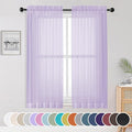 OWENIE Light Purple Sheer Curtains 63 inch Length 2 Panels Set, Rod Pocket Light Filtering Fimly Sheer Curtains for Bedroom Living Room, Soft Solid Color Voile Sheer Curtains, 42Wx63L inch